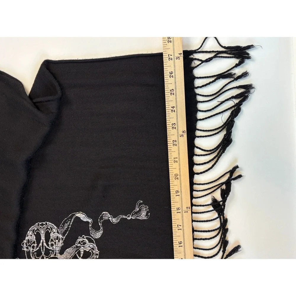 Black Fleur De Lis Rhinestone Wrap Shawl Scarf 72